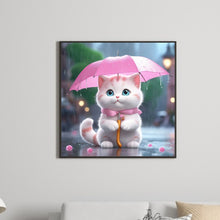 Load image into Gallery viewer, Diamond Painting - Full Round - Kitten holding an umbrella (30*30CM)
