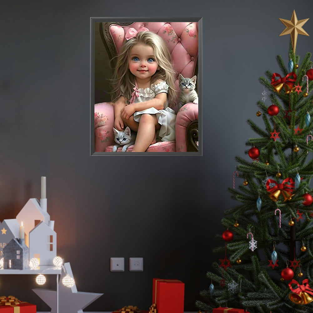Diamond Painting - Full Square - girl on sofa (40*50CM)