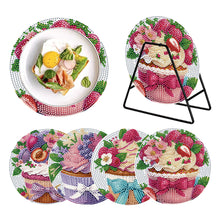 Load image into Gallery viewer, 4 Pcs Diamond Painting Coasters Kit with Holder for Dining Tables (Cupcakes)
