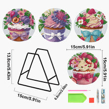 Load image into Gallery viewer, 4 Pcs Diamond Painting Coasters Kit with Holder for Dining Tables (Cupcakes)