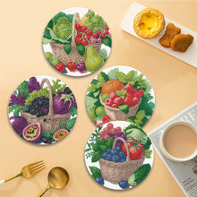 Load image into Gallery viewer, 4 Pcs Diamond Painting Coasters Kit with Holder for Dining Tables Decor (Fruit)