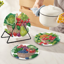 Load image into Gallery viewer, 4 Pcs Diamond Painting Coasters Kit with Holder for Dining Tables Decor (Fruit)