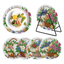 Load image into Gallery viewer, 4 Pcs Diamond Painting Coasters Kit with Holder for Dining Table (Flower Basket)