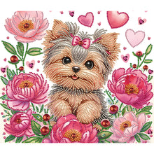 Load image into Gallery viewer, Diamond Painting - Partial Special Shaped - flower yorkshire terrier (35*30CM)