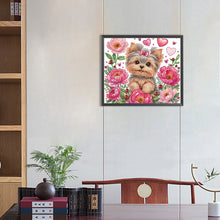 Load image into Gallery viewer, Diamond Painting - Partial Special Shaped - flower yorkshire terrier (35*30CM)