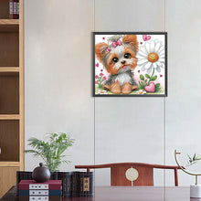 Load image into Gallery viewer, Diamond Painting - Partial Special Shaped - flower yorkshire terrier (35*30CM)