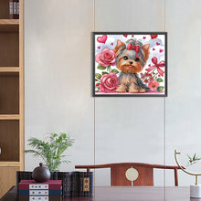 Load image into Gallery viewer, Diamond Painting - Partial Special Shaped - flower yorkshire terrier (35*30CM)