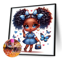 Load image into Gallery viewer, Diamond Painting - Full Round - blue butterfly girl (30*30CM)