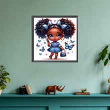 Load image into Gallery viewer, Diamond Painting - Full Round - blue butterfly girl (30*30CM)