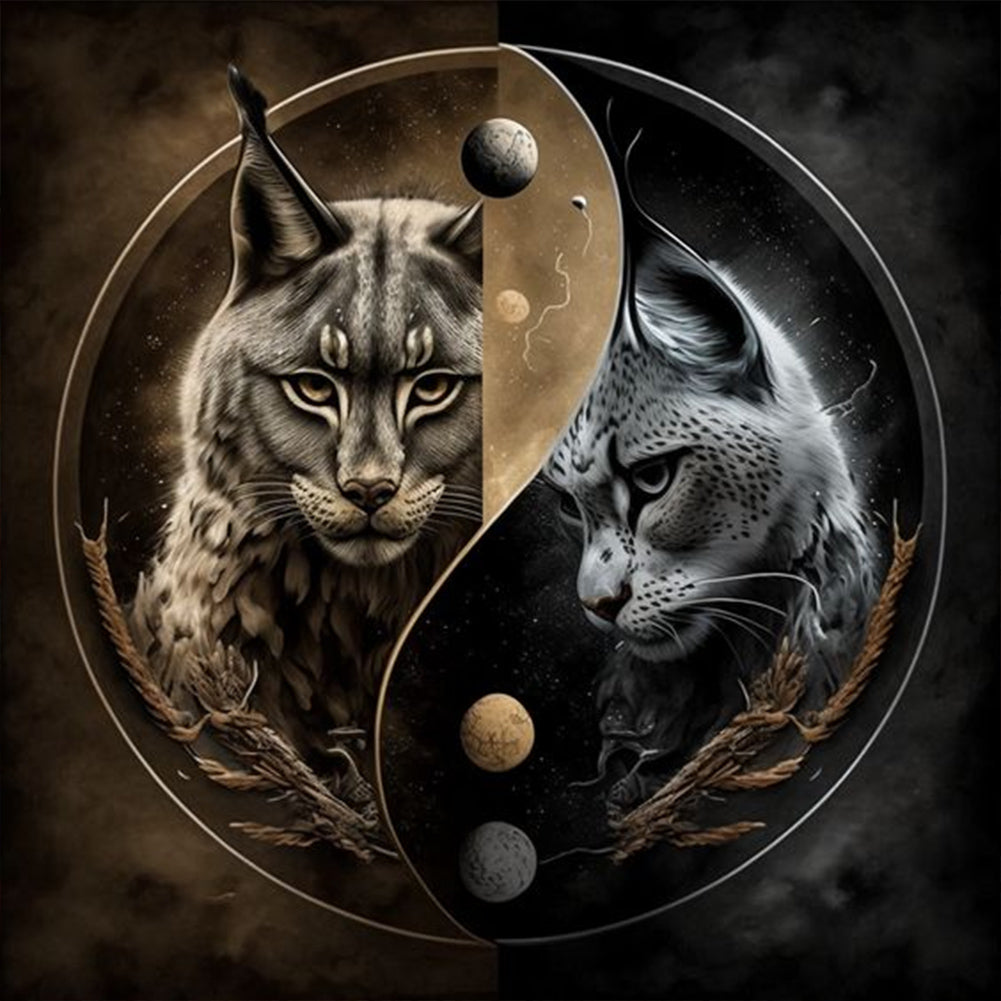 Diamond Painting - Full Round - Yin Yang cat (30*30CM)