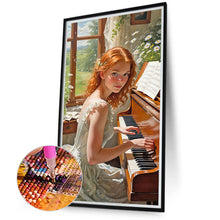 Load image into Gallery viewer, Diamond Painting - Full Round - woman playing piano (40*75CM)