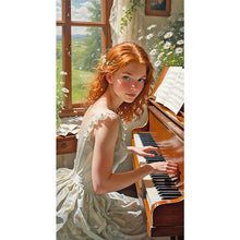 Load image into Gallery viewer, Diamond Painting - Full Round - woman playing piano (40*75CM)