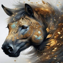Load image into Gallery viewer, Diamond Painting - Full Round - Horse head and fallen leaves among mane (30*40CM)