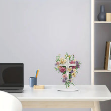 Load image into Gallery viewer, Special Shaped Colorful Flower Cross Desktop Diamond Art Kits for Adult Beginner