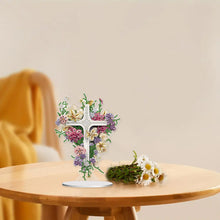 Load image into Gallery viewer, Special Shaped Colorful Flower Cross Desktop Diamond Art Kits for Adult Beginner
