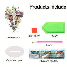 Load image into Gallery viewer, Special Shaped Colorful Flower Cross Desktop Diamond Art Kits for Adult Beginner