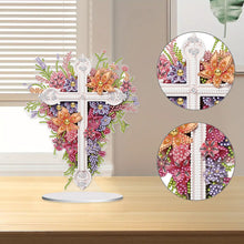 Load image into Gallery viewer, Special Shaped Colorful Flower Cross Desktop Diamond Art Kits for Adult Beginner