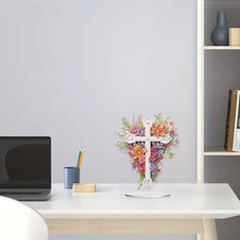 Load image into Gallery viewer, Special Shaped Colorful Flower Cross Desktop Diamond Art Kits for Adult Beginner