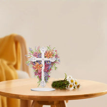 Load image into Gallery viewer, Special Shaped Colorful Flower Cross Desktop Diamond Art Kits for Adult Beginner