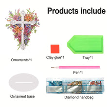 Load image into Gallery viewer, Special Shaped Colorful Flower Cross Desktop Diamond Art Kits for Adult Beginner