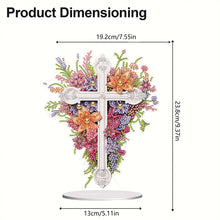 Load image into Gallery viewer, Special Shaped Colorful Flower Cross Desktop Diamond Art Kits for Adult Beginner