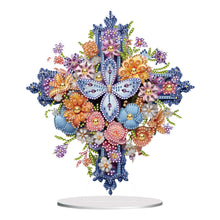 Load image into Gallery viewer, Special Shaped Colorful Flower Cross Desktop Diamond Art Kits for Adult Beginner