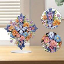 Load image into Gallery viewer, Special Shaped Colorful Flower Cross Desktop Diamond Art Kits for Adult Beginner