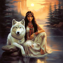 Load image into Gallery viewer, Diamond Painting - Full Round - beauty white wolf (30*30CM)