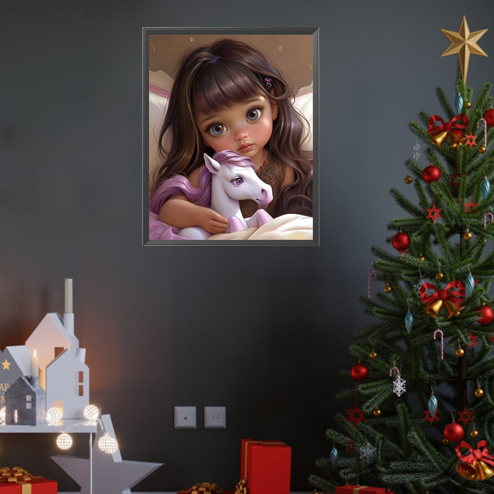 Diamond Painting - Full Square - girl holding pet (40*50CM)