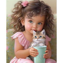 Load image into Gallery viewer, Diamond Painting - Full Square - girl holding pet (40*50CM)