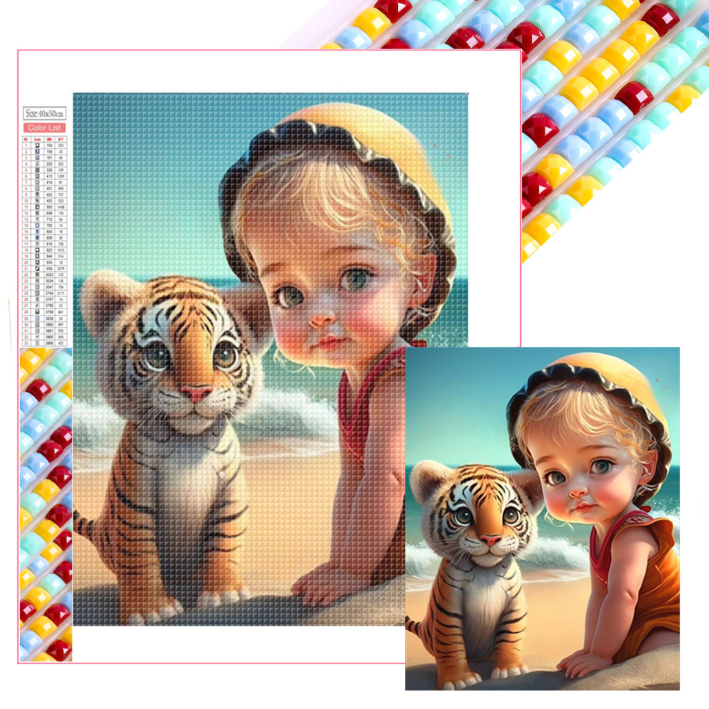 Diamond Painting - Full Square - girl holding pet (40*50CM)