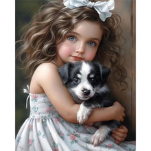 Load image into Gallery viewer, Diamond Painting - Full Square - girl holding pet (40*50CM)