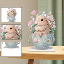 Load image into Gallery viewer, Acrylic Rabbit in Cup Special Shaped Desktop Diamond Art Kits for Adult Beginner