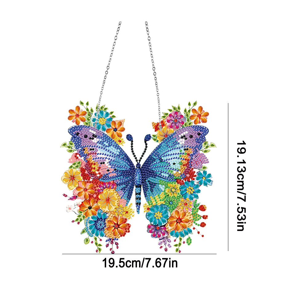 Handmade Acrylic Butterfly 5D DIY Diamond Painting Dots Pendant for Office Decor