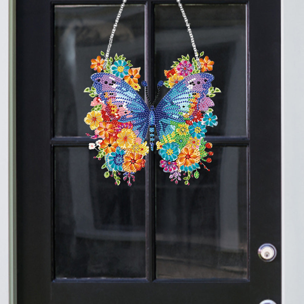Handmade Acrylic Butterfly 5D DIY Diamond Painting Dots Pendant for Office Decor