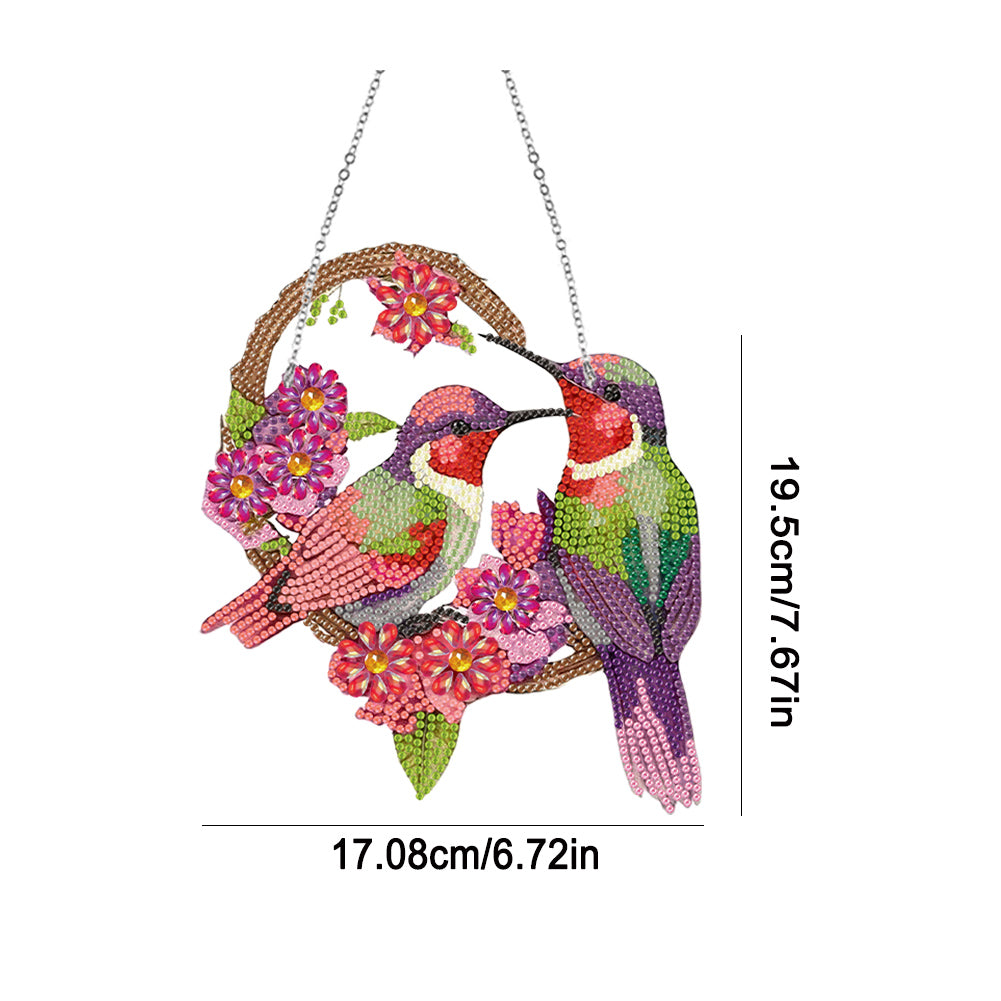 Acrylic Bird Single-Side 5D DIY Diamond Painting Dot Pendant Garden Window Decor