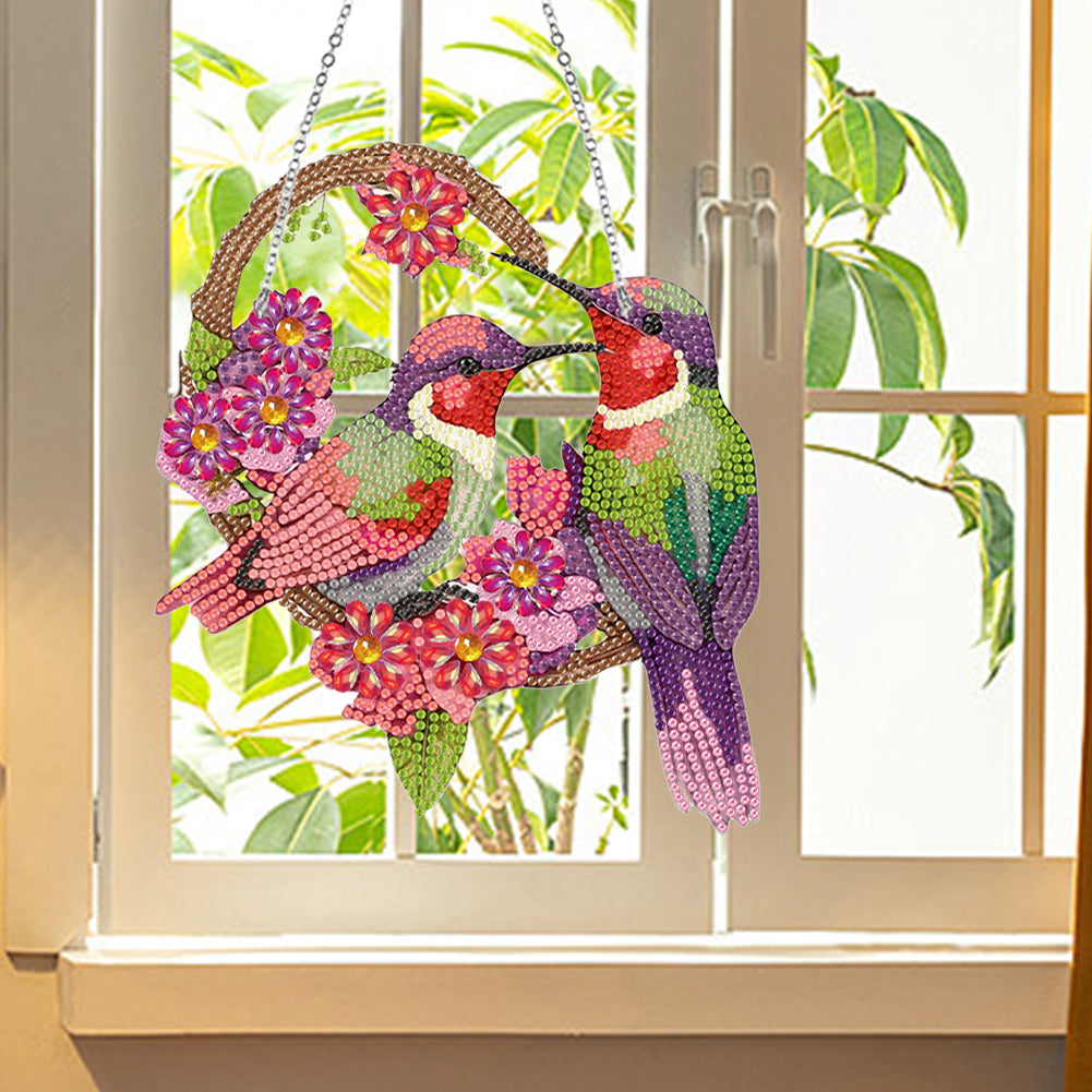 Acrylic Bird Single-Side 5D DIY Diamond Painting Dot Pendant Garden Window Decor