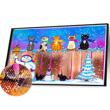 Load image into Gallery viewer, Diamond Painting - Full Round - Five cats and one snowman (40*30CM)