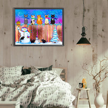 Load image into Gallery viewer, Diamond Painting - Full Round - Five cats and one snowman (40*30CM)