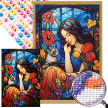 Load image into Gallery viewer, Diamond Painting - Full Round - Flowers, girls and cats (40*60CM)