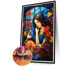 Load image into Gallery viewer, Diamond Painting - Full Round - Flowers, girls and cats (40*60CM)