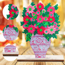Load image into Gallery viewer, Special Shape Single-Side Desktop Diamond Art Decor (Pink Vase With Flowers)