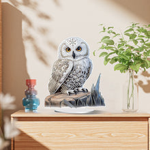 Load image into Gallery viewer, White Head Owl Special Shape Desktop Diamond Art Kit Desktop Decor (Owl on Wood)