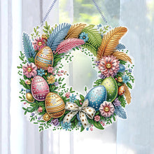 Load image into Gallery viewer, Single Sided Easter Wreath Diamond Art Hanging Pendant Wall Decor (Bowknot)