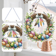 Load image into Gallery viewer, Single Sided Easter Wreath Diamond Art Hanging Pendant Wall Decor (Bowknot)