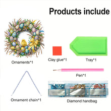 Load image into Gallery viewer, Single Sided Easter Wreath Cute Diamond Art Hanging Pendant Wall Decor (Chicken)