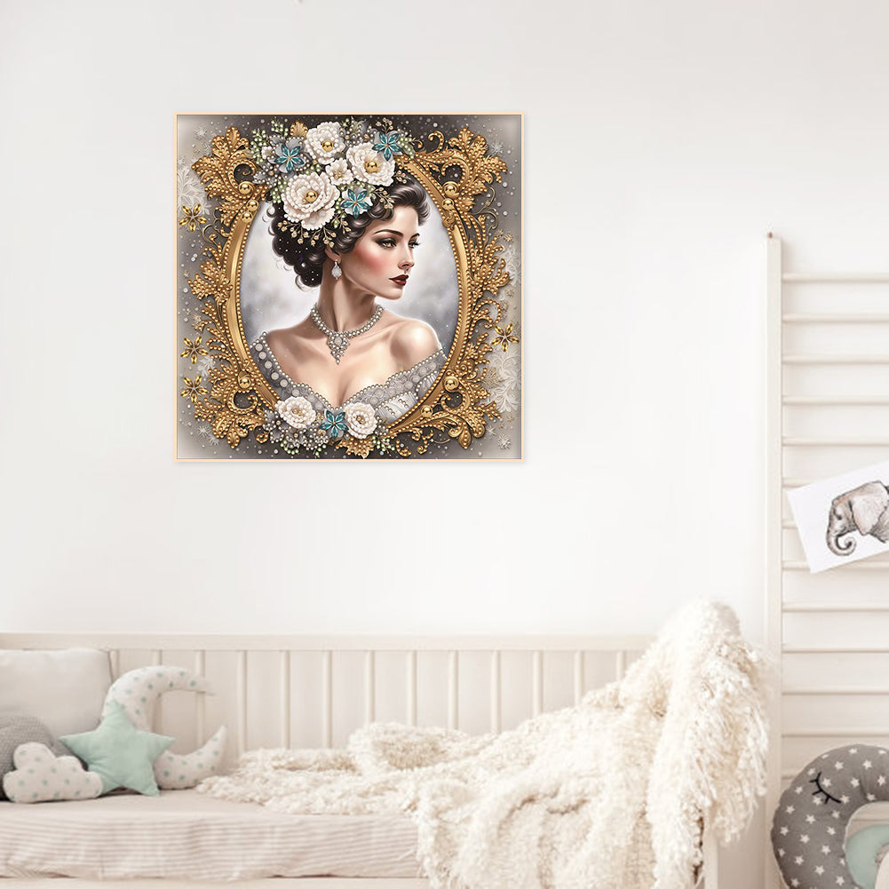 Diamond Painting - Partial Special Shaped - noble lady (30*30CM)