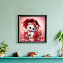 Load image into Gallery viewer, Diamond Painting - Full Round - Royal white cat with roses (30*30CM)