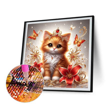 Load image into Gallery viewer, Diamond Painting - Full Round - Royal orange cat with flowers and butterflies (30*30CM)