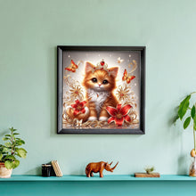 Load image into Gallery viewer, Diamond Painting - Full Round - Royal orange cat with flowers and butterflies (30*30CM)